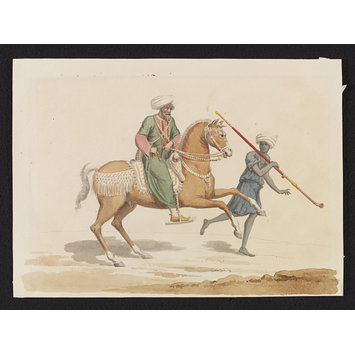 Watercolour - A Mounted Mamluk with his Sais [Groom]
