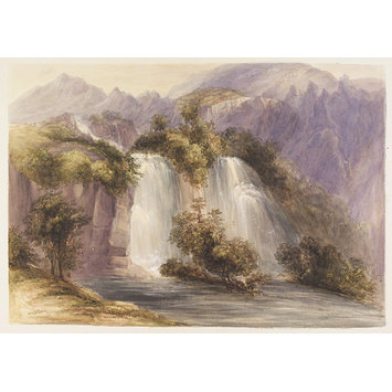 Watercolour - The Beit el-ma Falls, near Antioch; The waterfalls, Harbiye Watercolour - The Beit el-ma Falls, near Antioch; The waterfalls, Harbiye