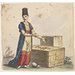 Watercolour - Figure of a Merchant with a crate marked caffee