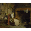 A Cottage Interior: An Old Woman Preparing Tea (Oil painting)