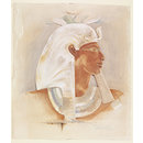 Watercolour - Head of Queen Makare Hatshepsut: copy of a painted low relief in the Mortuary Temple of Hatshepsut, Deir al-Bahri Watercolour - Head of Queen Makare Hatshepsut: copy of a painted low relief in the Mortuary Temple of Hatshepsut, Deir al-Bahri