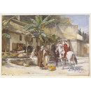 Watercolour - Village men conversing with two armed horsemen, Algiers Watercolour - Village men conversing with two armed horsemen, Algiers