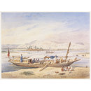 J.W.P.'s Kanja moored beside the East bank of the Nile at Luxor (Watercolour)