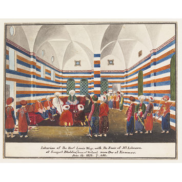 Watercolour - Interview of the Revd. Lewis Way, with the Emir of Mt. Lebanon