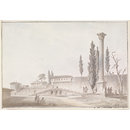 The Gardens of the Seraglio with European visitors inspecting the Column of the Goths, Constantinople (Watercolour)