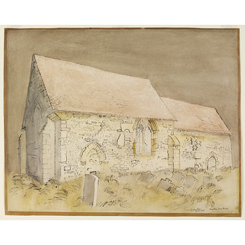 Watercolour - St.Peter's Church, Stanton Low; Recording Britain Watercolour - St.Peter's Church, Stanton Low; Recording Britain