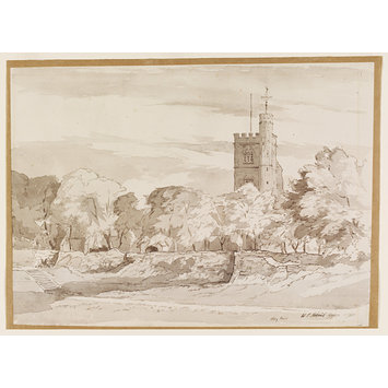 Watercolour - The Church of St Margaret and the Abbey Ruins, Barking; Recording Britain Collection
