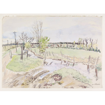 Watercolour - River Brain, Witham; Recording Britain Collection
