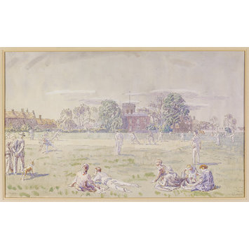 Watercolour - The Cricket Green, Great Bentley; Recording Britain Collection