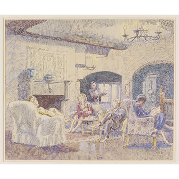 Watercolour - Fireplace at The George, Colchester; Recording Britain Collection