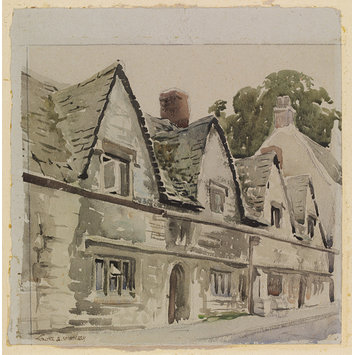Watercolour - Old Houses, Stroud; Recording Britain Watercolour - Old Houses, Stroud; Recording Britain