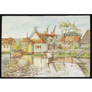 Gazebos on the River Lea, Ware; Recording Britain (Watercolour)