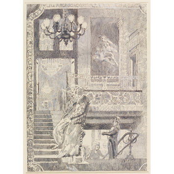 Drawing - Covent Garden Opera House; the Grand Staircase reflected in mirror; Recording Britain Drawing - Covent Garden Opera House; the Grand Staircase reflected in mirror; Recording Britain