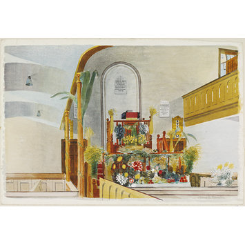 Watercolour - Interior of the Baptist Chapel, Clare; Recording Britain