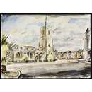 St. Peter's Church and Market Hill, Sudbury; Recording Britain (Watercolour)