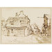 Watercolour - Market Street, Newmarket; Recording Britain