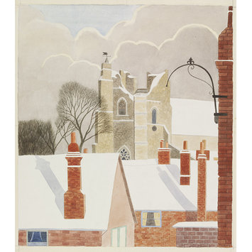 Watercolour - St. Bartholomew's Church from the South-West, Orford, Suffolk; Recording Britain