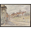 The Green and St.Mary's Church, Marlborough; Recording Britain (Watercolour)