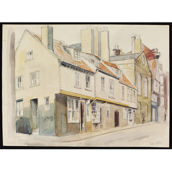 Watercolour - Tudor Houses, Church Street, Whitby; Recording Britain Watercolour - Tudor Houses, Church Street, Whitby; Recording Britain
