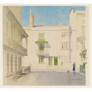 Watercolour - Regency Brighton: Houses in Russell Square, Sussex; Recording Britain Watercolour - Regency Brighton: Houses in Russell Square, Sussex; Recording Britain