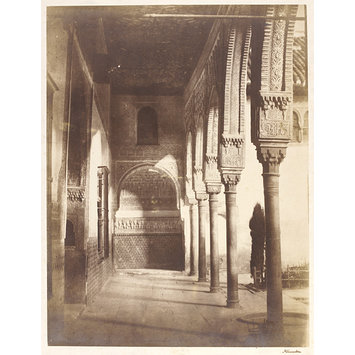 Photograph - Court of the Myrtles: north gallery and gate-arch of the west entrance. Lateral window of the Sala de la Barca Photograph - Court of the Myrtles: north gallery and gate-arch of the west entrance. Lateral window of the Sala de la Barca