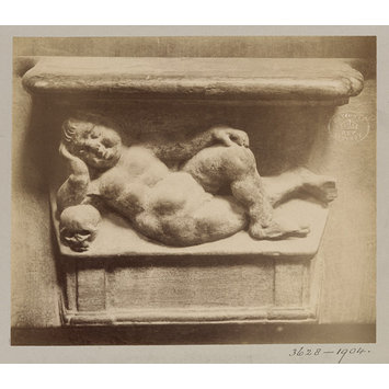Photograph - Miserere Seat (Child and skull), XVI Century', Paris, France; Old Paris Photograph - Miserere Seat (Child and skull), XVI Century', Paris, France; Old Paris