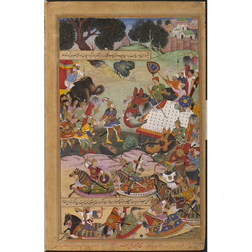 Painting - Akbar Receiving the Drums and Standards Captured from Abdullah Khan Uzbeg, Governor of Malwa, in 1564 Painting - Akbar Receiving the Drums and Standards Captured from Abdullah Khan Uzbeg, Governor of Malwa, in 1564