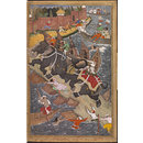 Akbar's adventure with the elephant Hawa'i in 1561 (Painting)