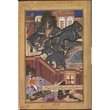Painting - Captured Elephants Being Driven into the Fort of Bayanwan Painting - Captured Elephants Being Driven into the Fort of Bayanwan