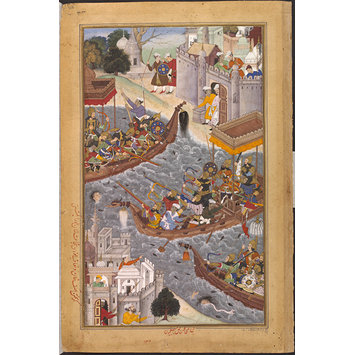 Painting - Battle Scene with Boats on the Ganges
