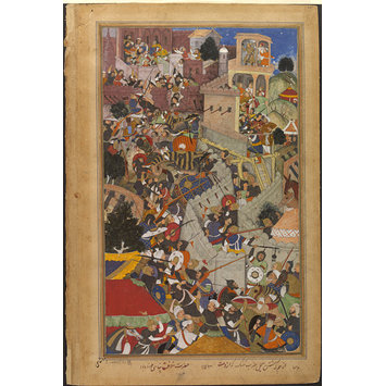 Painting - Akbar shoots Jaimal at the siege of Chitor, 1568