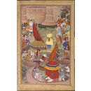 Akbar giving thanks on hearing of the victory in Bengal (Painting)