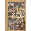 Akbar Watching a Fight Between Elephants near Malwa (Painting)