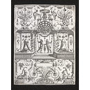Plate from Grottesco, in diversch maniern...; Grotesque panel with two warriors shaking hands (Print)