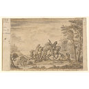 Drawing - Archimago personating the Redcross Knight is overthrown by Sans Loy who kills Unas Trusty Lyon