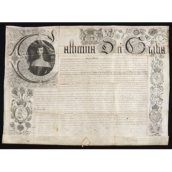 Print - Royal Warrant signed by Queen Catherine of Braganza in 1667, on vellum Print - Royal Warrant signed by Queen Catherine of Braganza in 1667, on vellum