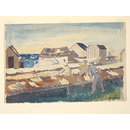 St Anthony's Harbour - A fish drying establishment with seal skins drying. (Watercolour)