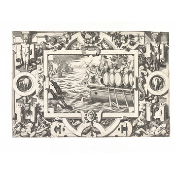 Print - Livre de la conqueste de la Toison d'Or; Jason and the Golden Fleece; Medea killing her brother, Apsyrtus, and throwing pieces of his dismembered body overboard to prevent her father chasing the Argo (plate 15).