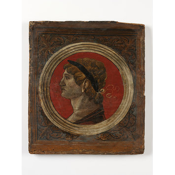 Tempera painting - Laureated bust of a Roman Emperor facing left