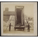 View of packing case and horse-drawn 'van' for transport of Raphael Cartoons from Hampton Court to South Kensington Museum (Photograph)
