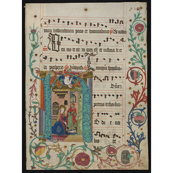 Manuscript - Leaf from an Antiphoner with historiated initial H