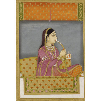 Gouache - Lady smoking a huqqa Gouache - Lady smoking a huqqa