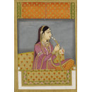 Lady smoking a huqqa (Gouache)