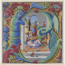 Manuscript - Initial B, with David playing the lute Manuscript - Initial B, with David playing the lute