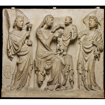 Relief - Virgin and Child with two angels Relief - Virgin and Child with two angels