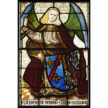 Panel - Arms of Isabella of Bourbon with angel supporter