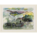 Landscape with sheep (Watercolour)