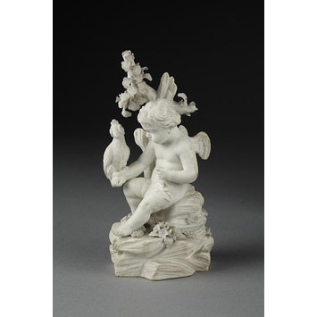 Figure group - Cupid seated with a falcon