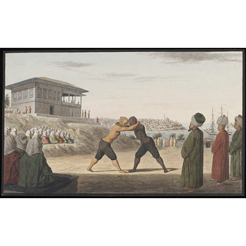 Watercolour - Güres, or a greased wrestling match in the gardens of the Sultan's Palace Watercolour - Güres, or a greased wrestling match in the gardens of the Sultan's Palace
