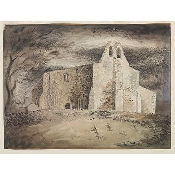 Watercolour - Exterior of the Church of St. Denis, Faxton; St. Denis's, Faxton - Exterior; Recording Britain Watercolour - Exterior of the Church of St. Denis, Faxton; St. Denis's, Faxton - Exterior; Recording Britain